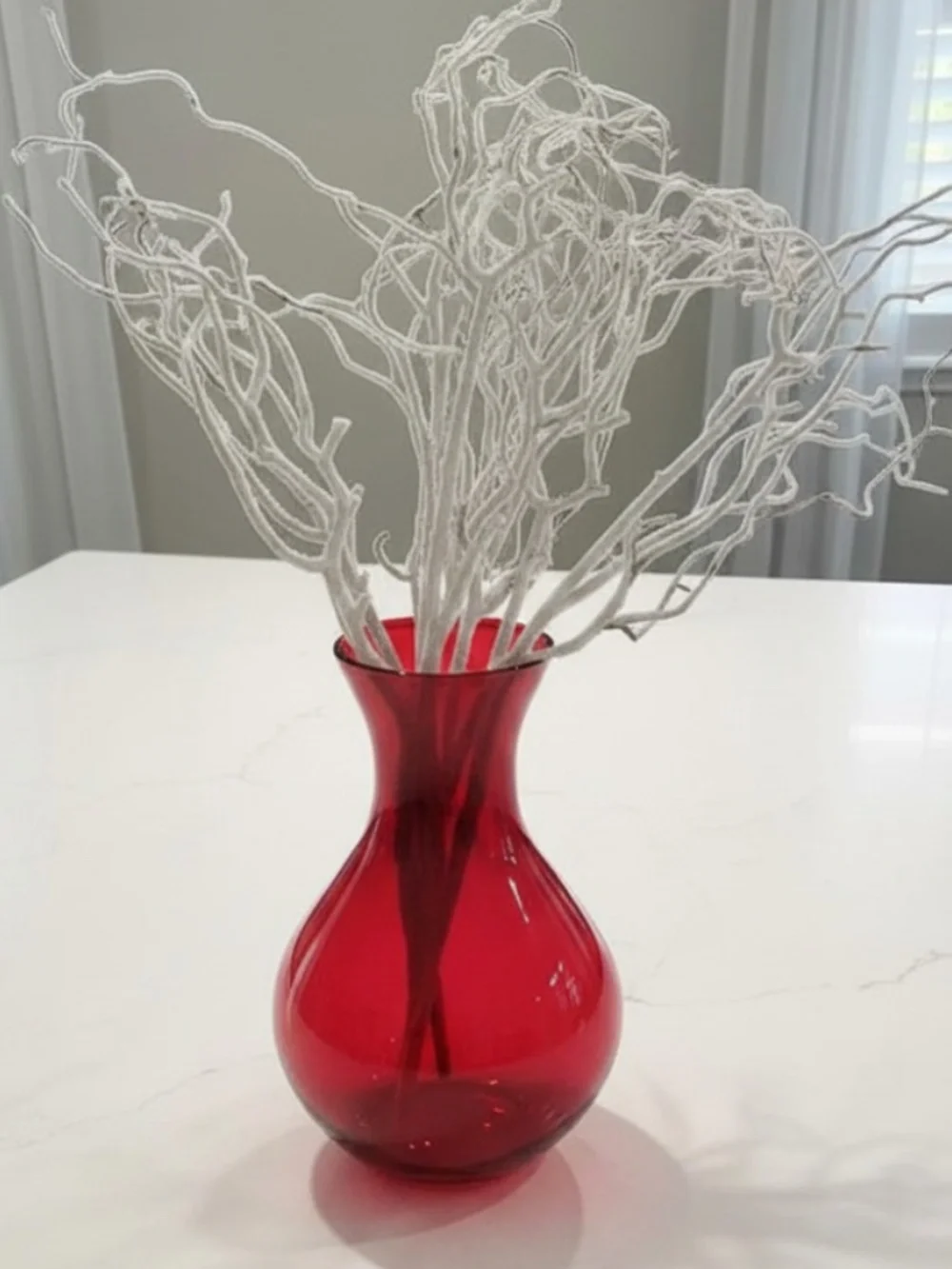Set/3 White Glitter Curly Willow Branches